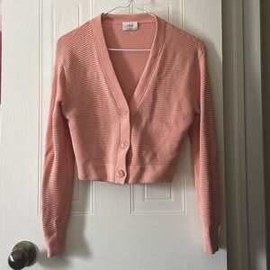 Aritzia Wilfred Light Pink Cropped Cardigan